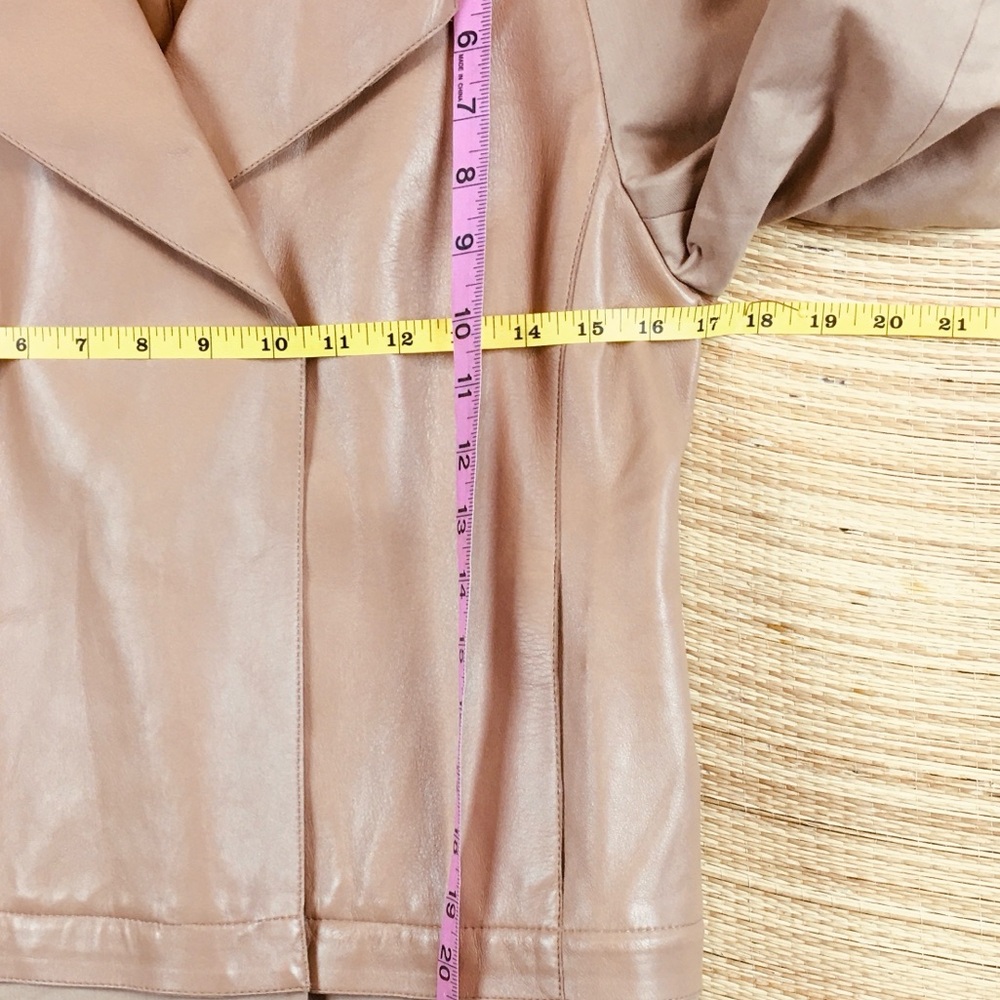 AKRIS Convertible 2in1 Lamb Leather & Cotton Trench-coat Jacket Desert Beige Sz6 - Picture 12 of 16